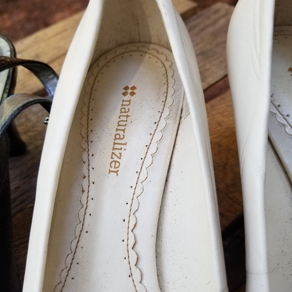 Size 8 Naturalizer ladies White Cream high heels shoes open toe spectator formal - Picture 8 of 10